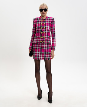 Balmain Pink tweed mini skirt with wool GF1LBB37CG42