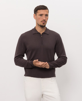 Canali Brown wool polo shirt MK01149C0572