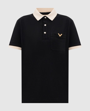 Valentino Black polo with contrast piping 8V0MH01KBGT