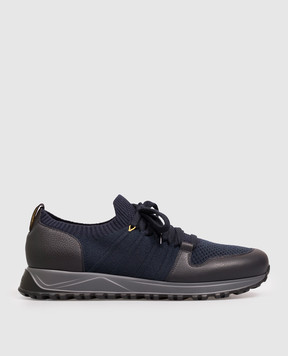 Doucal's Blue logo-embossed combination sneakers DU3221SYDNPX783