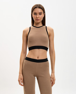 Palm Angels Brown top with logo PWHT001S24KNI001