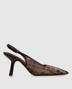 Brunello Cucinelli Brown slingbacks with monil chain MZSKC3432