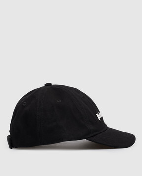 Palm Angels Children's black cap with logo embroidery PGLB001S26FAB003