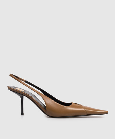 Brown leather slingbacks BABYLONE BRETEUIL
