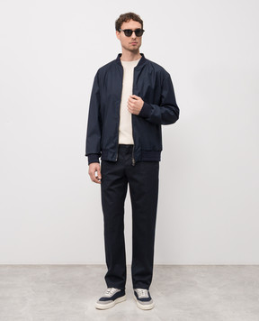 ISAIA Blue bomber jacket with wool SW730897541