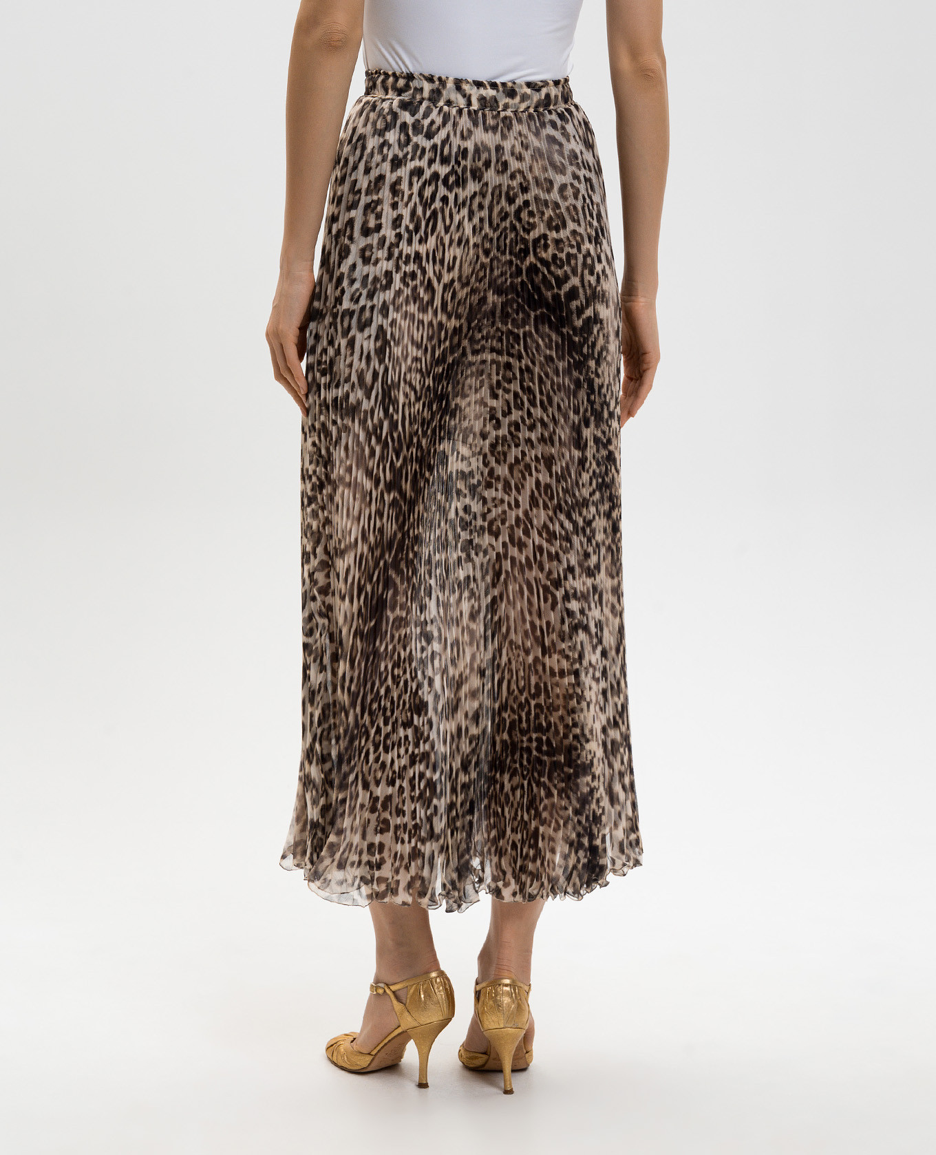 Beige silk midi skirt with animal print Ermanno Scervino 4