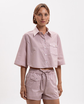 Valentino Pink cropped checked shirt 9B3AA0J2ACD