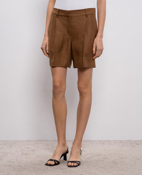 Brunello Cucinelli Brown linen shorts MH527P8923