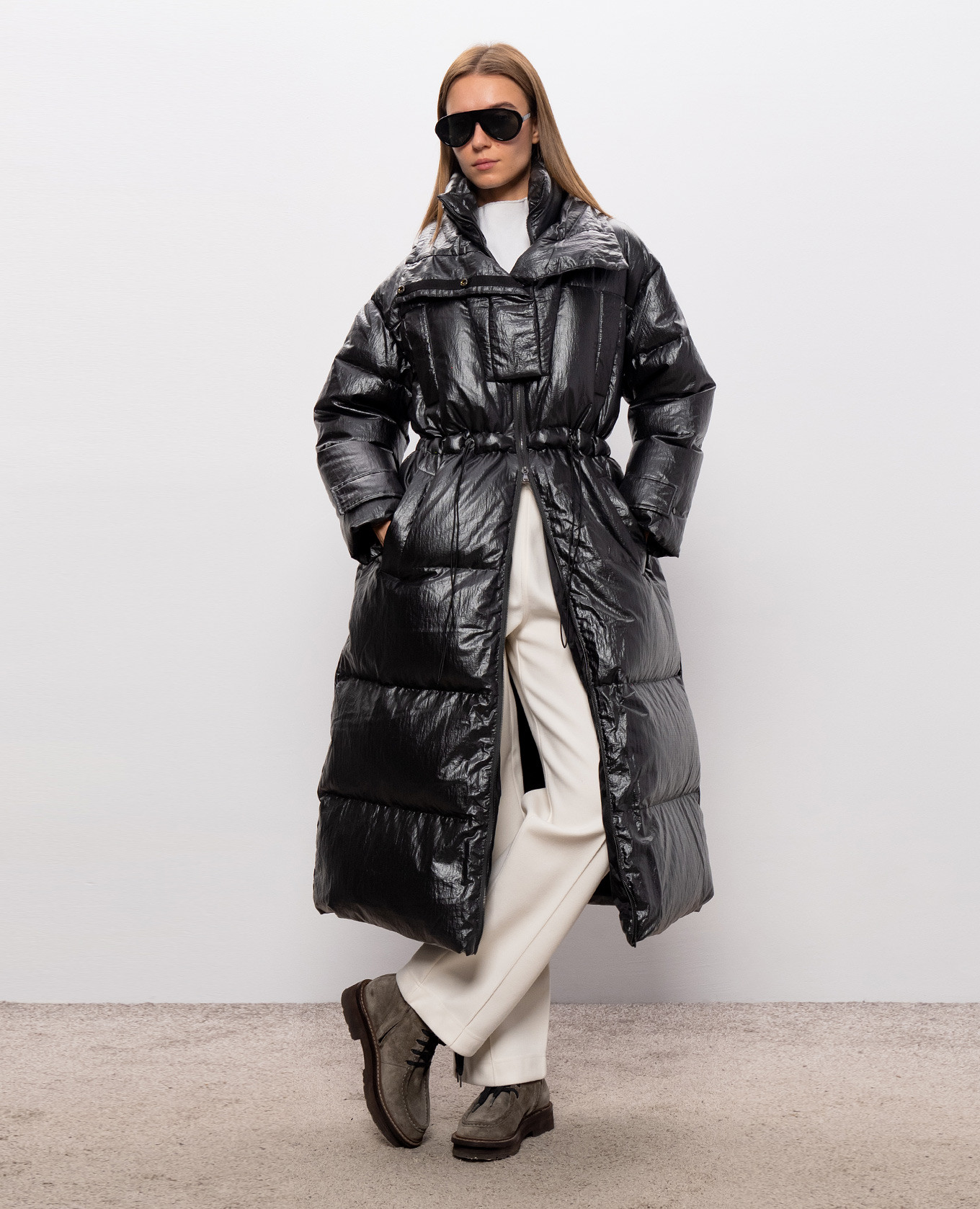 Gray elongated down jacket Max & Co 2