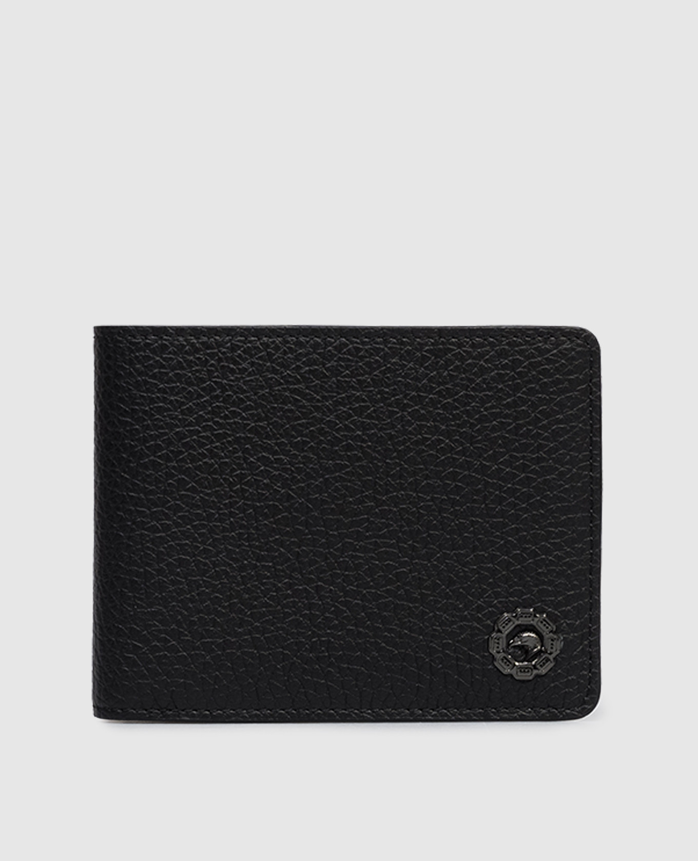

Black leather wallet with metal emblem Stefano Ricci