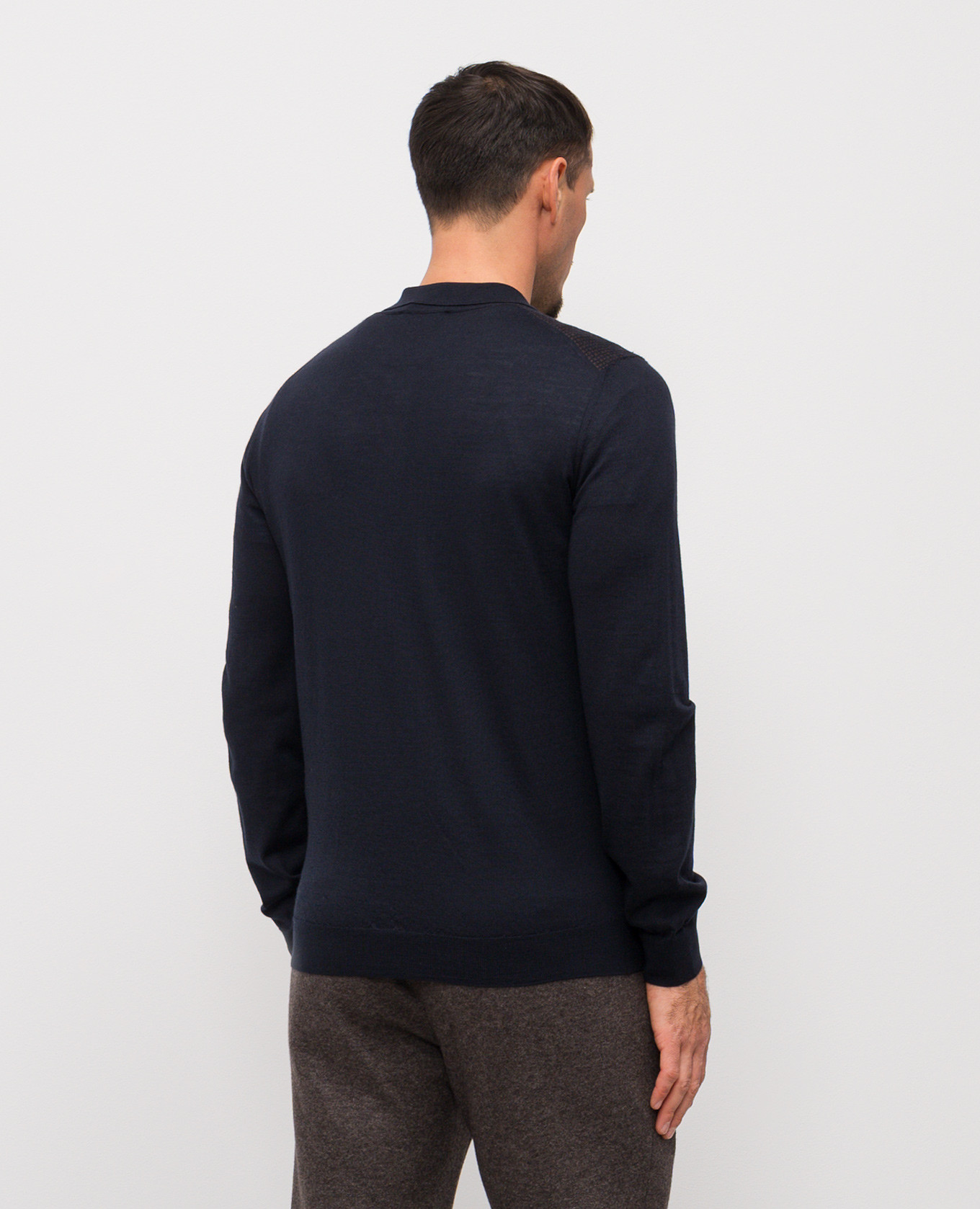 

Blue wool and silk polo shirt with logo Enrico Mandelli