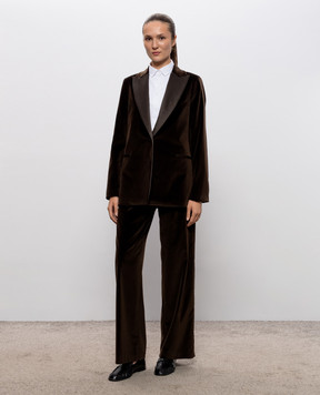Peserico Dark brown velvet pants P04528A3401