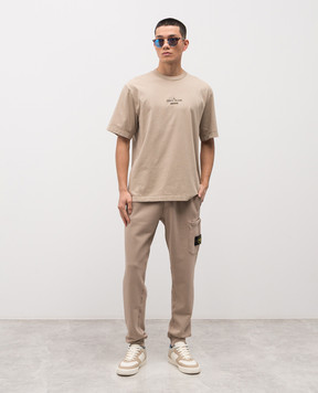 Stone Island Beige joggers with logo L1S156200010S0051