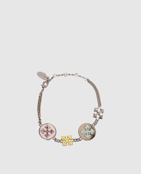 Off-White Silver Button Arrow Chain Bracelet OWOA134S26MET001