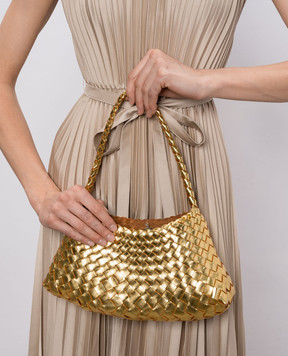 Dragon Rosanna gold leather woven bag DGS68943