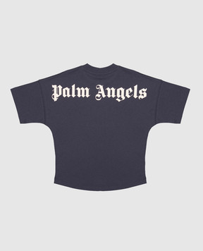 Palm Angels Children's blue T-shirt with logo print F6PAJBTH012