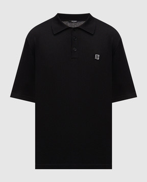 Balmain Black polo with emblem pattern GH1GB044KJ53