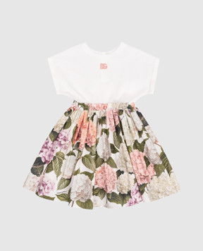 Dolce&Gabbana Children's white dress with floral print L5JDAUG7PQP36