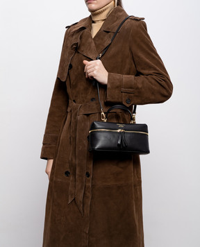 Christian Villa Black leather bag with logo print 06301