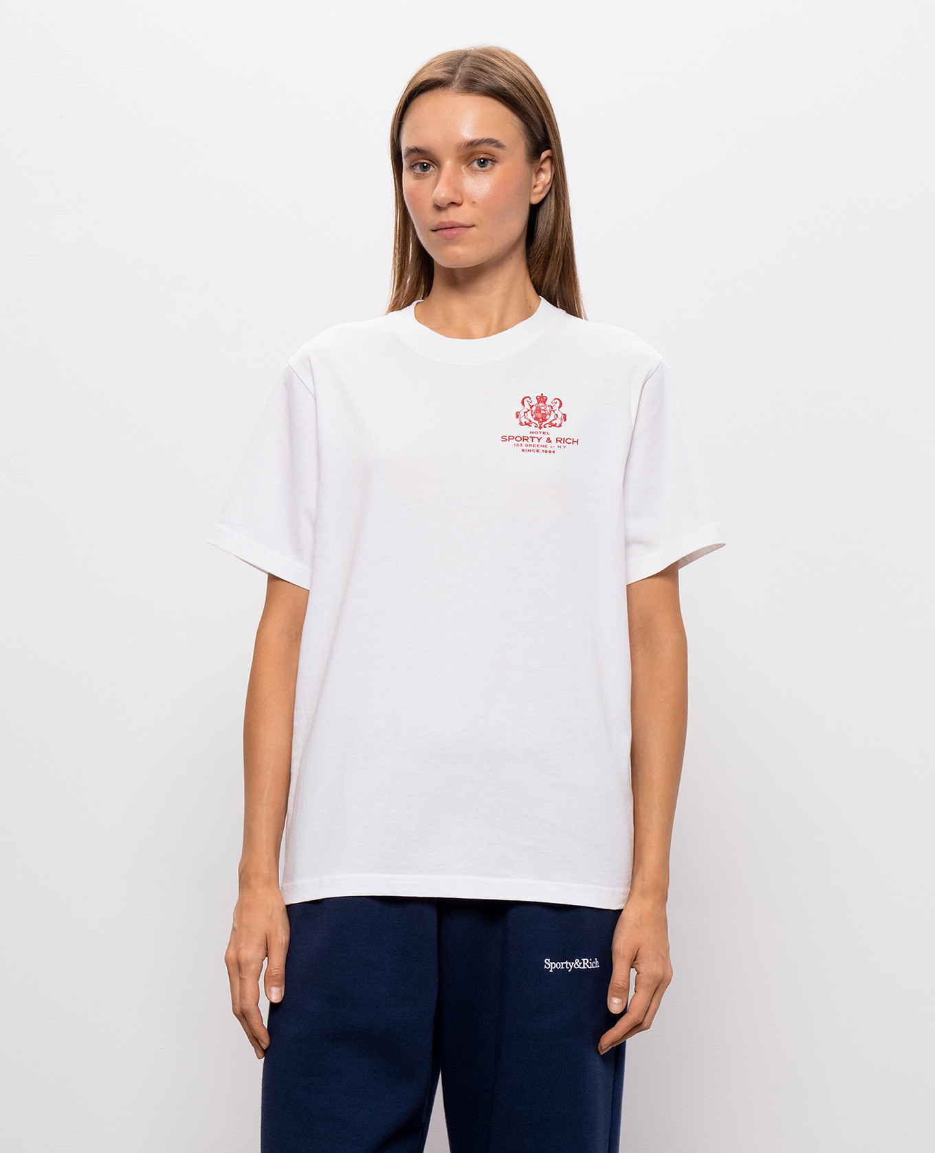 White T-shirt with SR Hotel print Sporty & Rich 3