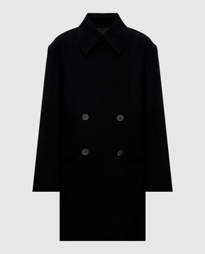 Toteme Black double-breasted wool coat 261WRO0272FB0562