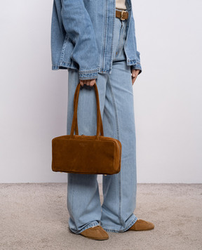Christian Villa Brown suede bowler bag 06405