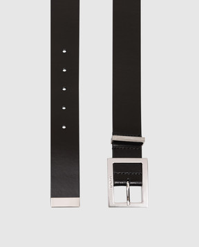 Dondup Black leather belt with logo WC325PL0661DXXX