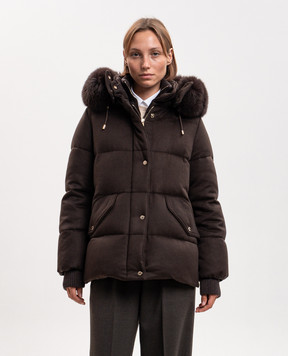MooRER Brown ATTICA wool and cashmere down jacket with fox fur ATTICALS9