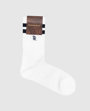 Stefano Ricci White socks with monogram embroidery MHI99RC001RA3091
