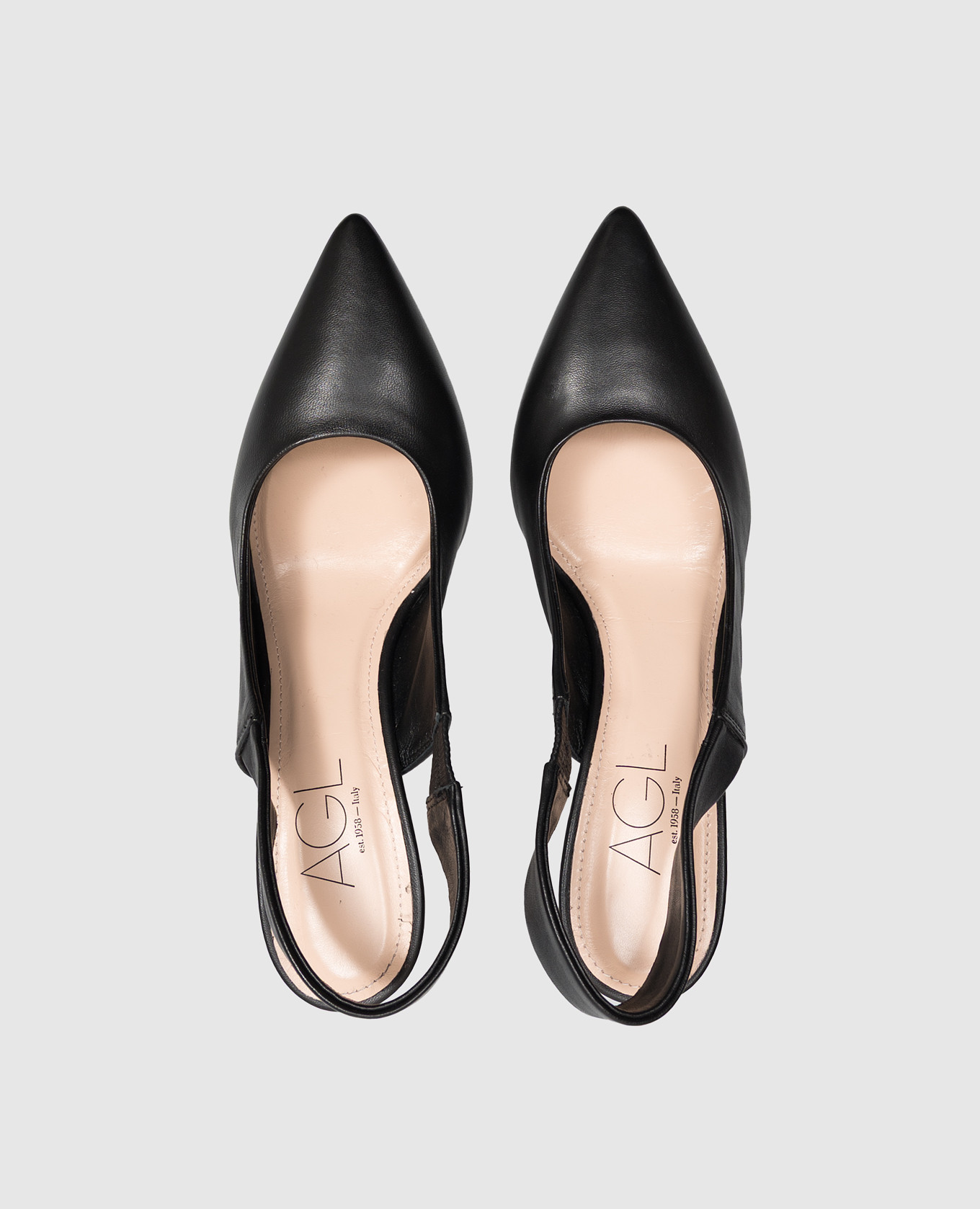 Black leather slingbacks Alla AGL 4