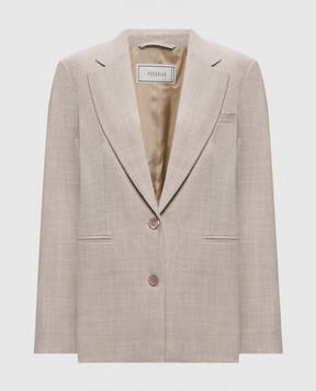 Peserico Beige wool jacket with lurex and monil chain A0170206413