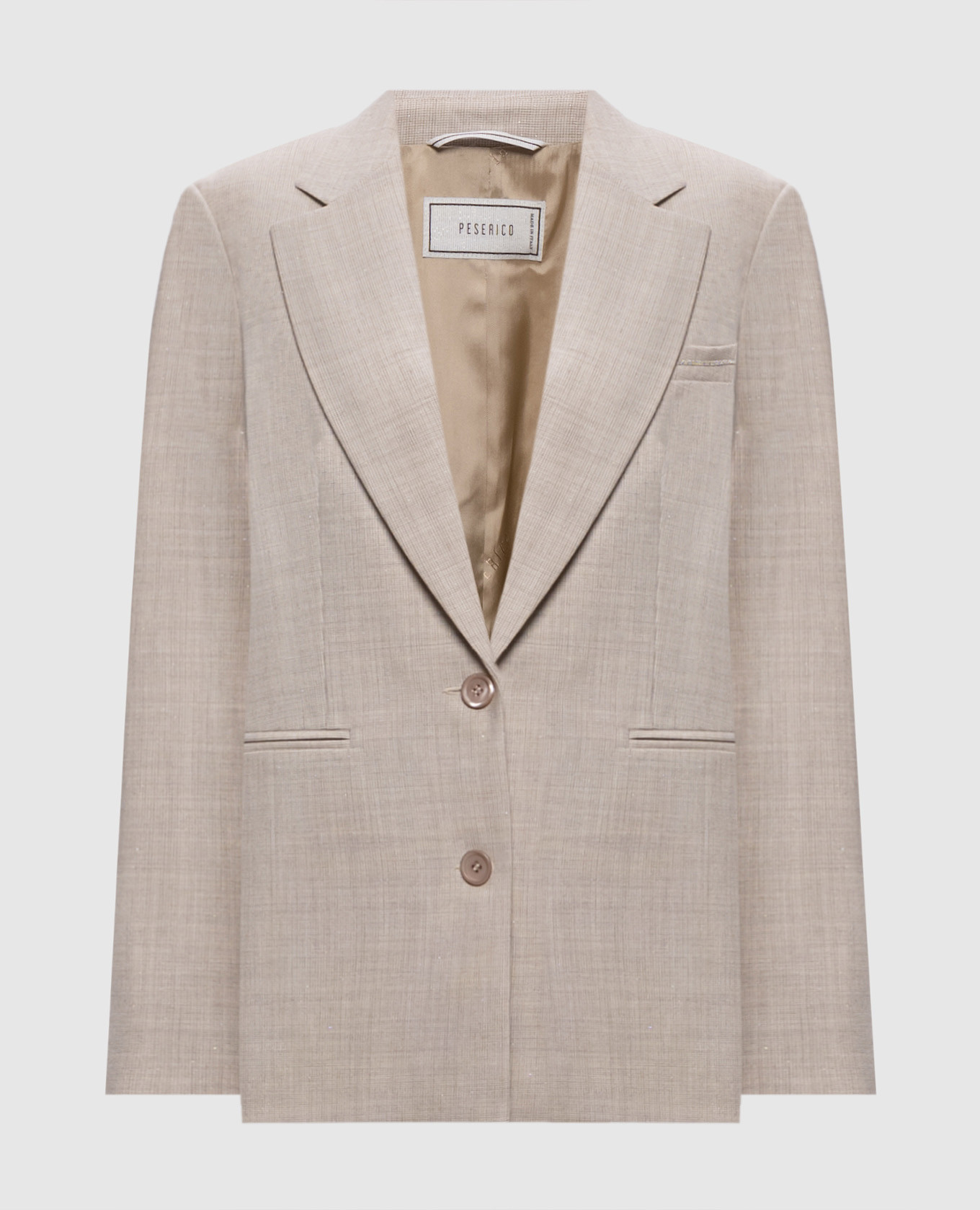 Beige wool jacket with lurex and monil chain