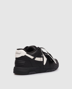 Off-White Out Of Office black leather sneakers with logo OMIA189C99LEA019