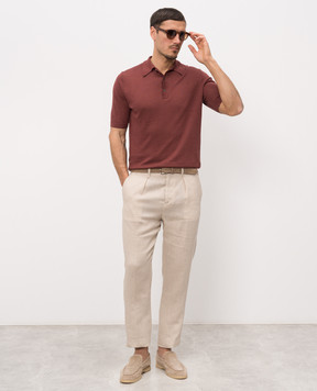 Morgano Terracotta polo shirt with linen 7331869