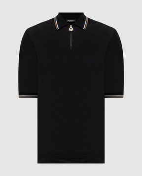 Stefano Ricci Black linen polo shirt K919070P31T26104
