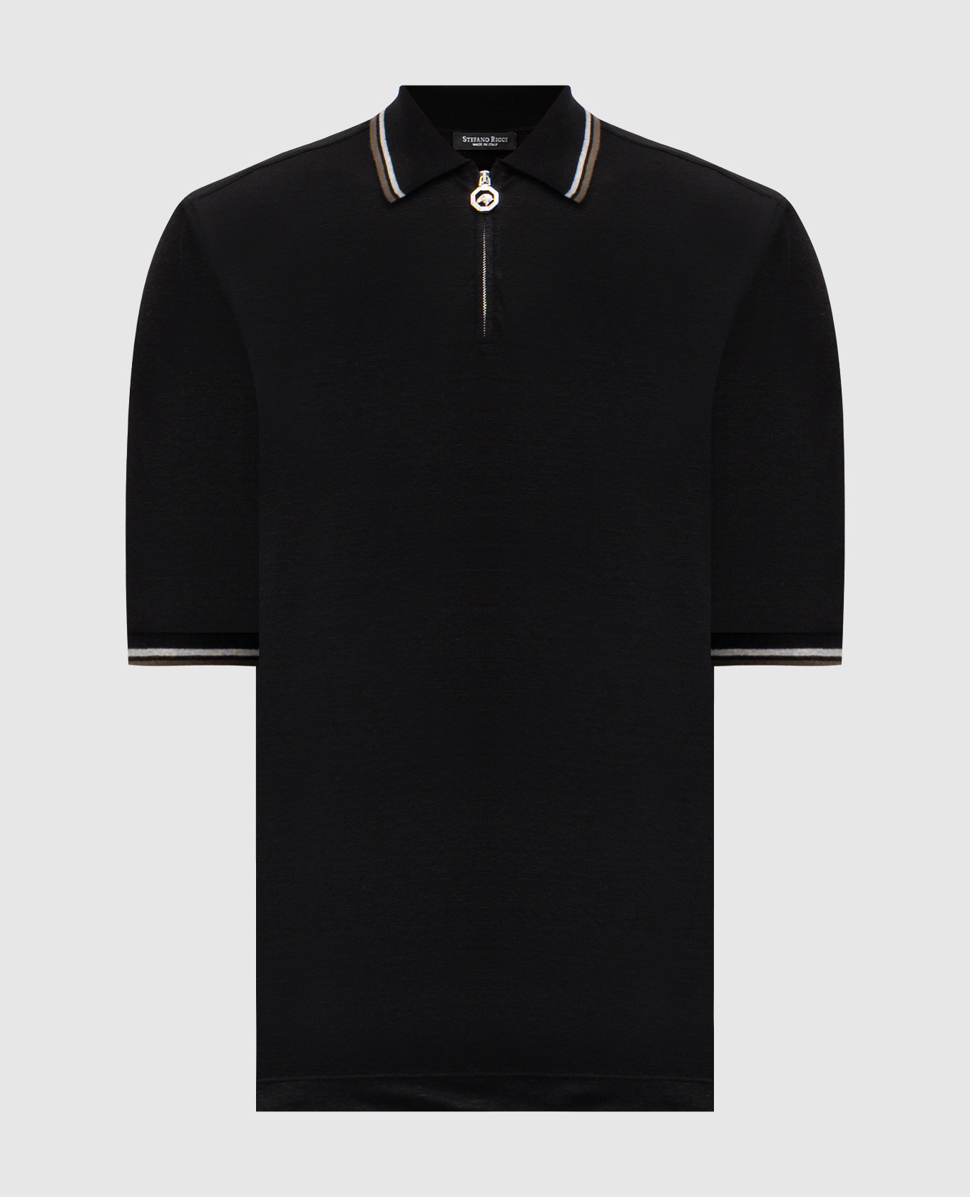 Black linen polo shirt