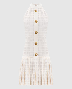 Balmain White mini dress with pleating GF1R3375KJ36