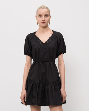 Twinset Black mini dress with broderie embroidery 261TT2033
