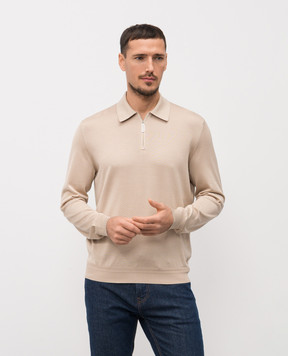 Stefano Ricci Beige silk polo with monogram K616215P30F26101