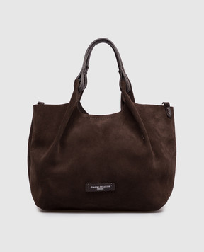 Gianni Chiarini Dua brown suede tote bag with logo patch BS9799CMPL