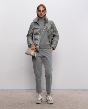 Peserico Green quilted down jacket with monil chain A2412702200