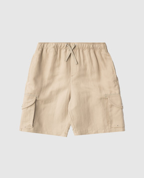 Brunello Cucinelli Children's beige cargo shorts with linen BH255P909C