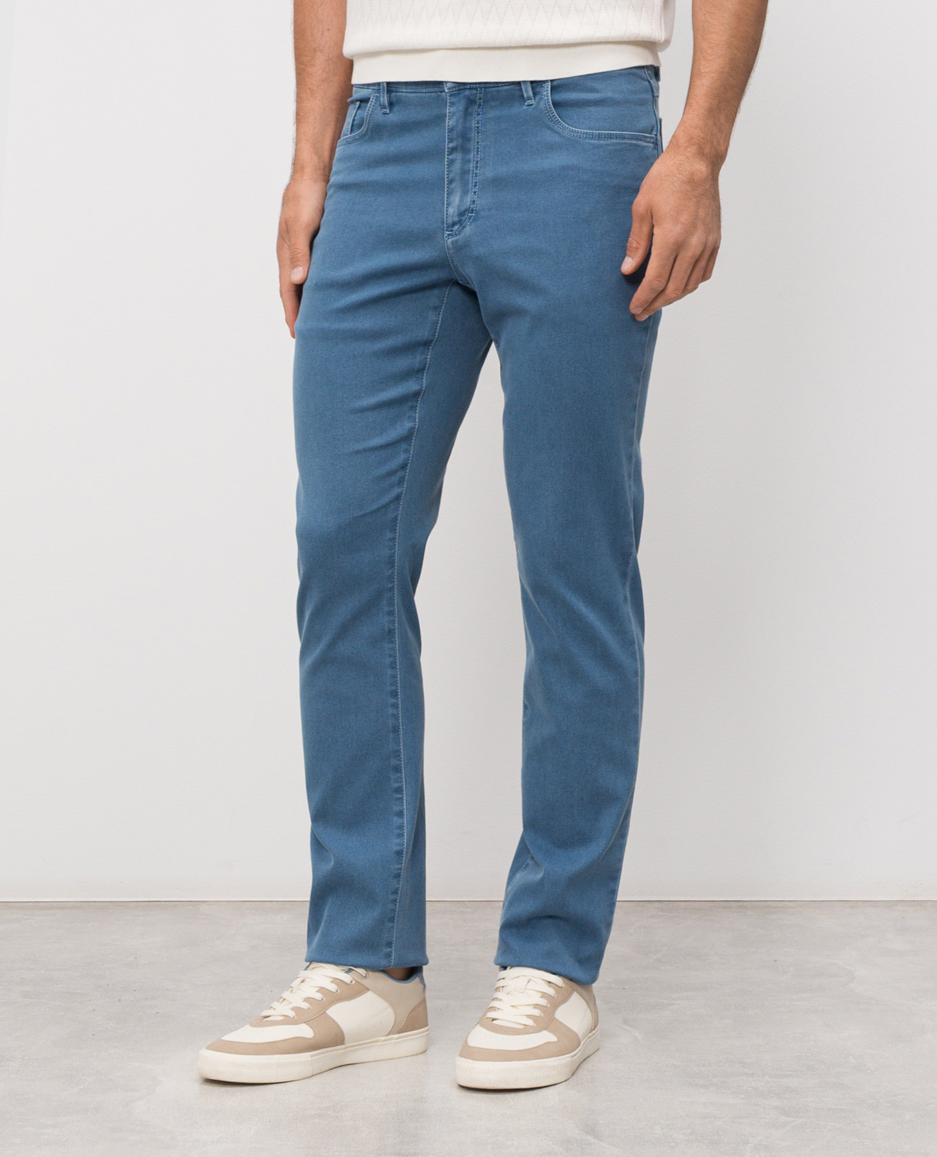 Blue jeans with logo patch Castangia dal 1850 3