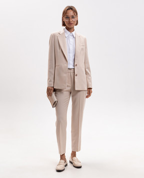 Peserico Beige wool pants with patch A04072Z03359