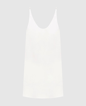 Brunello Cucinelli Ivory silk top with monil chain MF906EV802