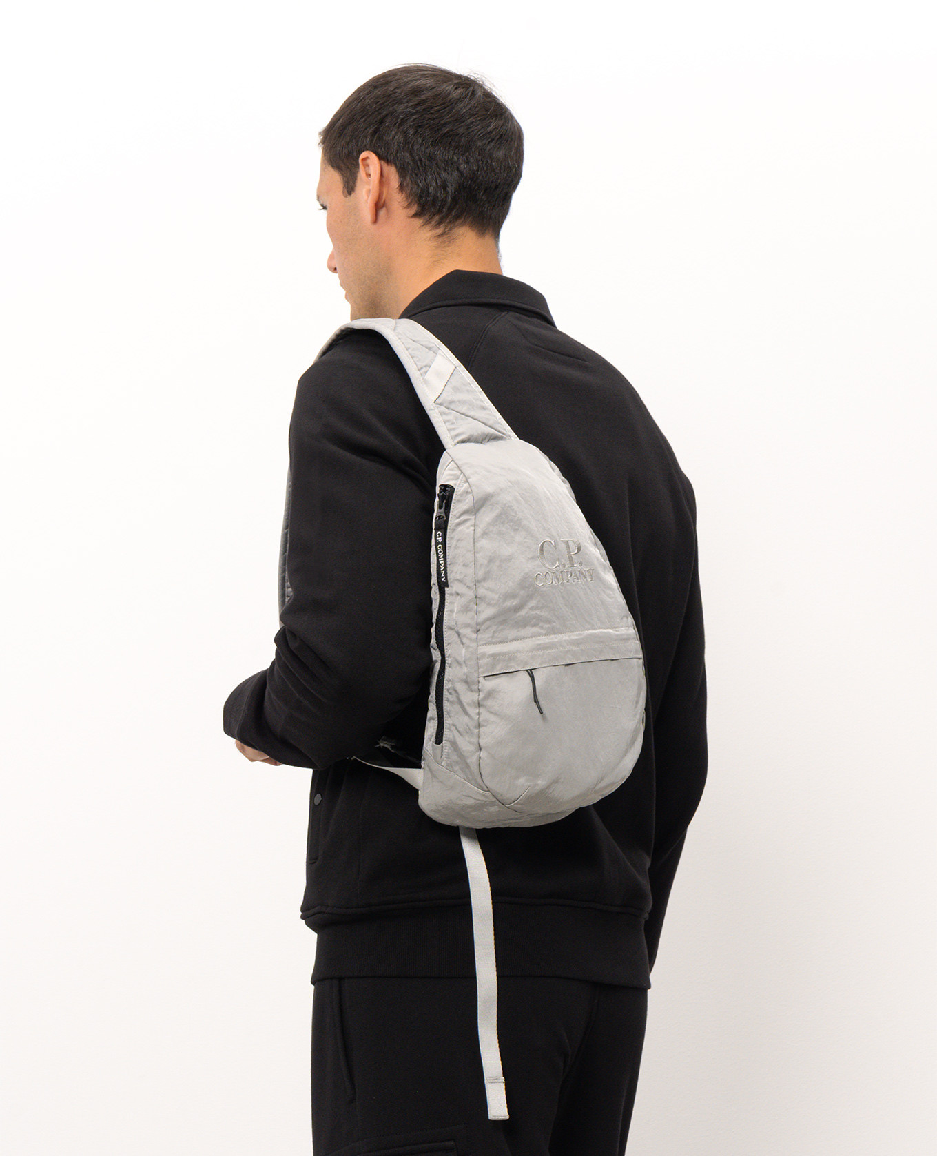 Children's gray sling bag with logo embroidery C.P. Company 2
