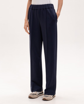 Moncler Blue pants with logo patch L20938H0000289A66