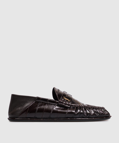 Cassandre dark brown glossy leather loafers