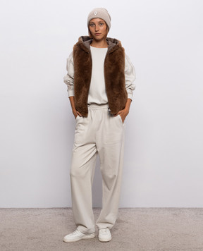 Brunello Cucinelli Ivory sweatshirt with monil chain MN05NB2R00