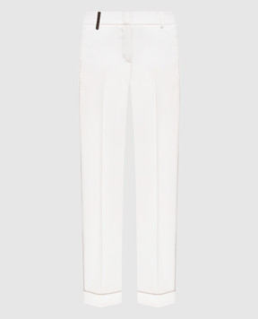 Peserico White pants with a monil chain A04753D07932